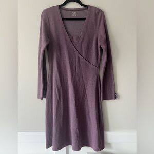 Toad&Co Horny Toad Oblique V-Neck Long Sleeve Dress Purple Size M